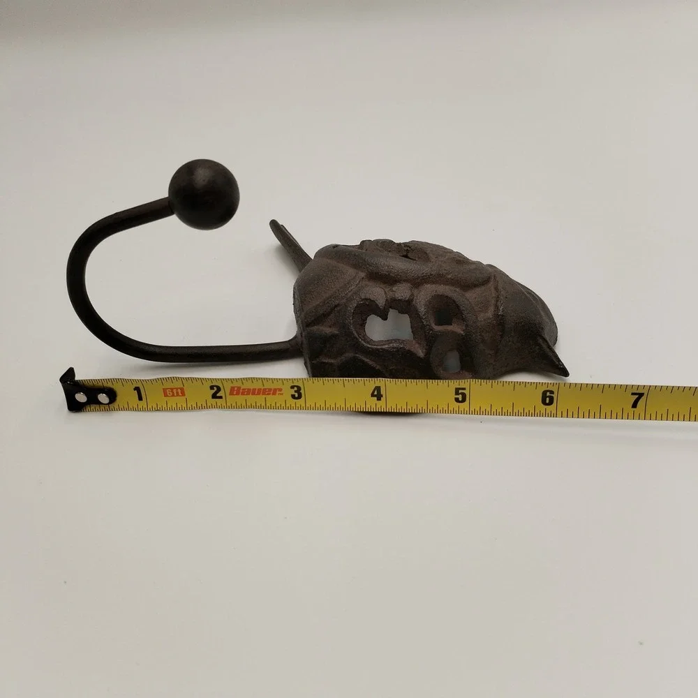 Cast Iron Bird Wall Hook Vintage Style Filigree Rose Songbird Towel Coat Hanger